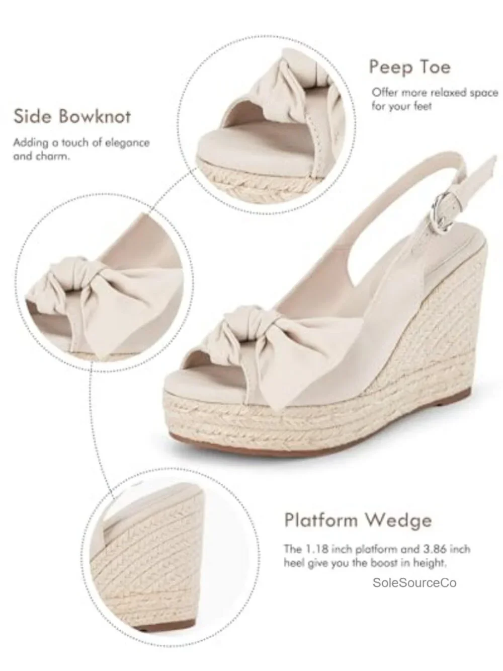 Women's Platform Wedge Sandals Slingback Espadrille Peep Toe Summer Shoes